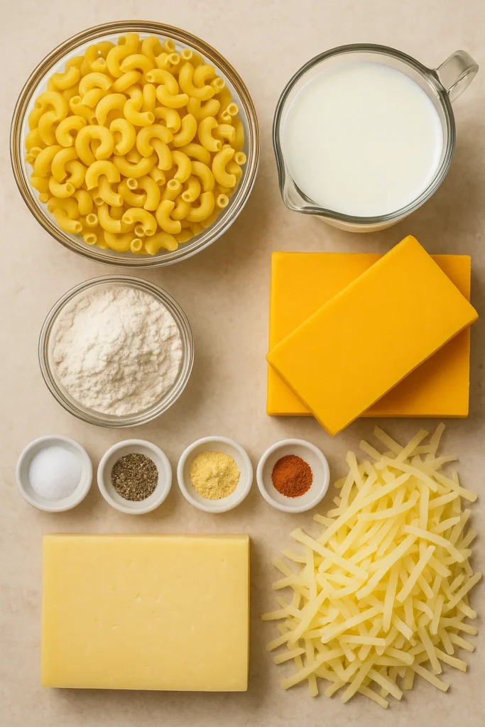 Ingredients of Macaroni and Cheese